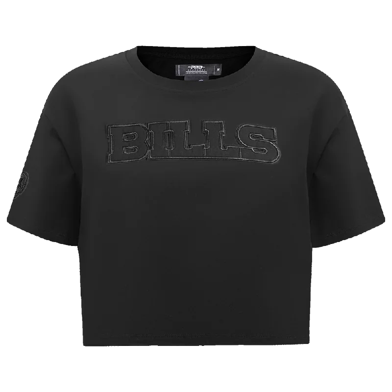 NFL BUFFALO BILLS NEUTRAL WOMEN'S BOXY TEE (BLACK) Notch Collar Peter Pan Collar Cowl Neck NFL BUFFALO BILLS NEUTRAL WOMEN'S BOXY TEE (BLACK) Notch Collar Peter Pan Collar Cowl Neck