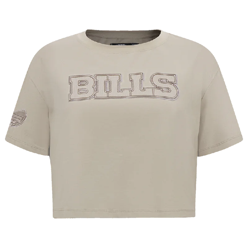 NFL BUFFALO BILLS NEUTRAL WOMEN'S BOXY TEE (TAUPE) Collared T-Shirt Boat Neck A-Line NFL BUFFALO BILLS NEUTRAL WOMEN'S BOXY TEE (TAUPE) Collared T-Shirt Boat Neck A-Line