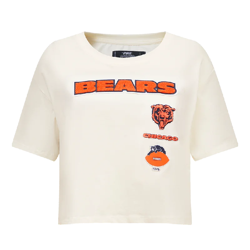 NFL CHICAGO BEARS RETRO CLASSIC WOMEN'S BOXY TEE (EGGSHELL) Zippered Buttoned Snapped NFL CHICAGO BEARS RETRO CLASSIC WOMEN'S BOXY TEE (EGGSHELL) Zippered Buttoned Snapped