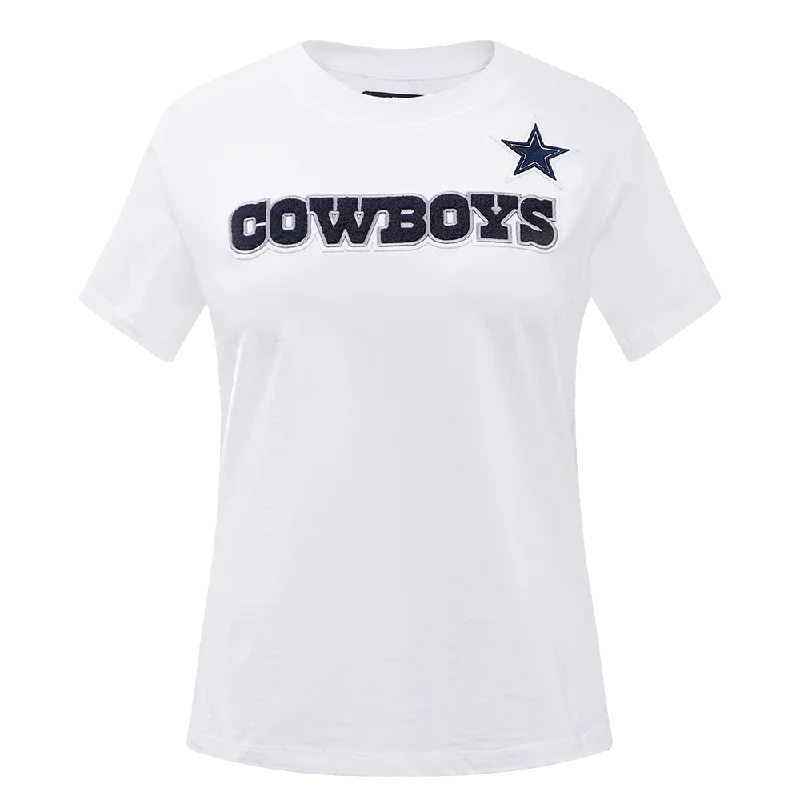 NFL DALLAS COWBOYS CLASSIC WOMEN'S SLIM FIT TEE (WHITE) Asymmetrical Pockets Print
