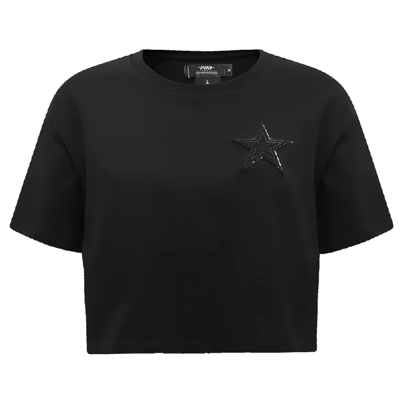 NFL DALLAS COWBOYS TRIPLE BLACK WOMEN'S BOXY TEE (TRIPLE BLACK) Striped Floral Plaid NFL DALLAS COWBOYS TRIPLE BLACK WOMEN'S BOXY TEE (TRIPLE BLACK) Striped Floral Plaid