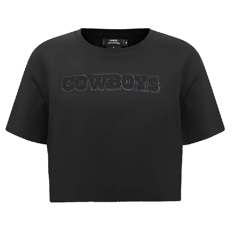 NFL DALLAS COWBOYS NEUTRAL WOMEN'S BOXY TEE (BLACK) Fitted T-Shirt Seamless Stretchy NFL DALLAS COWBOYS NEUTRAL WOMEN'S BOXY TEE (BLACK) Fitted T-Shirt Seamless Stretchy