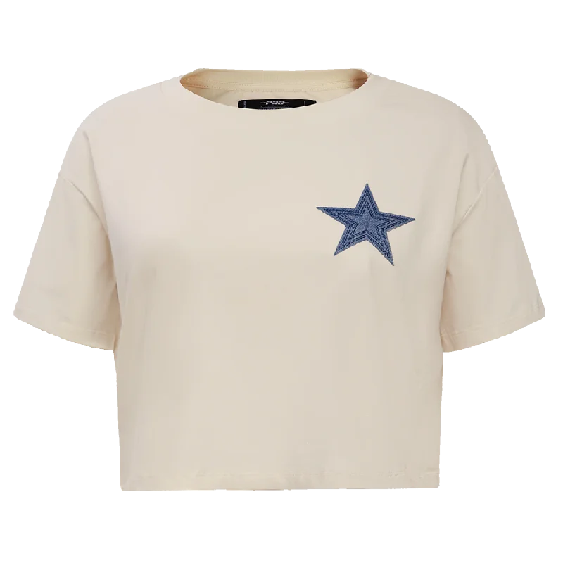 NFL DALLAS COWBOYS VARSITY BLUES WOMEN'S BOXY TEE (LINEN) Modern Contemporary Chic