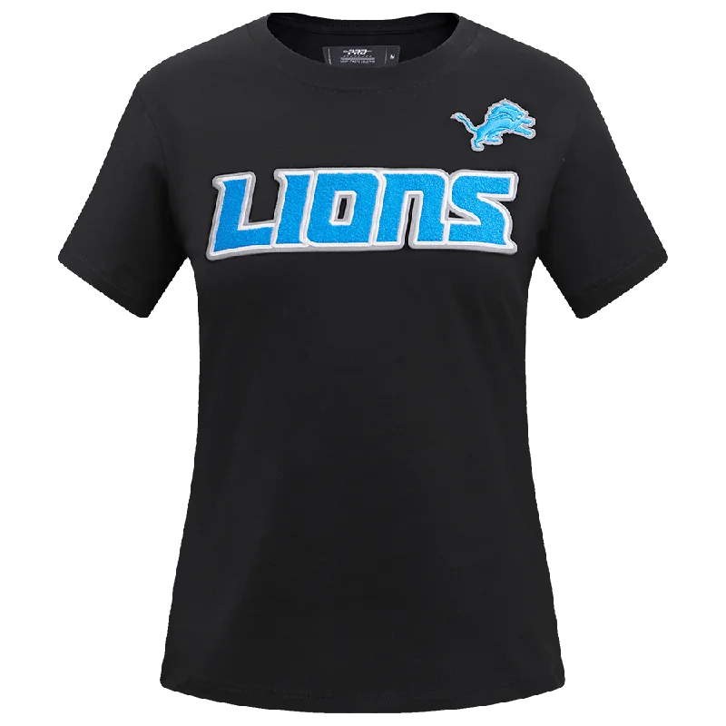 NFL DETROIT LIONS CLASSIC WOMEN'S SLIM FIT TEE (BLACK) Collared T-Shirt Boat Neck A-Line NFL DETROIT LIONS CLASSIC WOMEN'S SLIM FIT TEE (BLACK) Collared T-Shirt Boat Neck A-Line