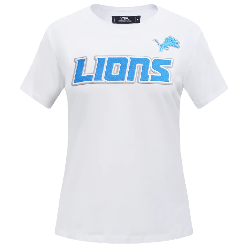NFL DETROIT LIONS CLASSIC WOMEN'S SLIM FIT TEE (WHITE) Thin T-Shirt Open Front Quick Dry NFL DETROIT LIONS CLASSIC WOMEN'S SLIM FIT TEE (WHITE) Thin T-Shirt Open Front Quick Dry