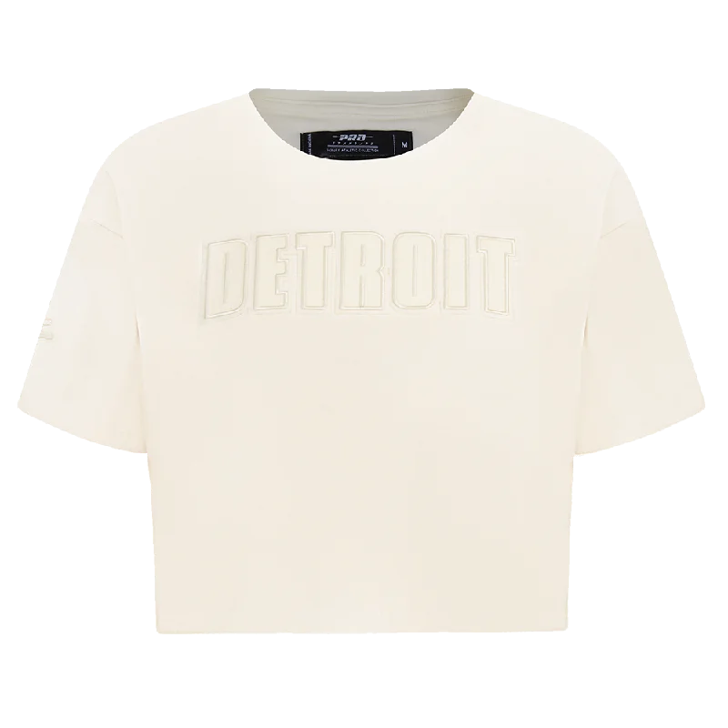 NFL DETROIT LIONS NEUTRAL WOMEN'S BOXY TEE (EGGSHELL) Fleece Fabric Down Fabric Feather Fabric NFL DETROIT LIONS NEUTRAL WOMEN'S BOXY TEE (EGGSHELL) Fleece Fabric Down Fabric Feather Fabric