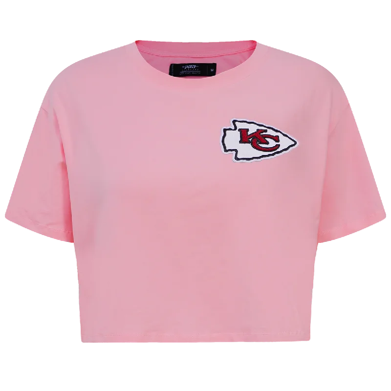 NFL KANSAS CITY CHIEFS CLASSIC WOMEN'S BOXY TEE (PINK) Fleece Nylon Spandex