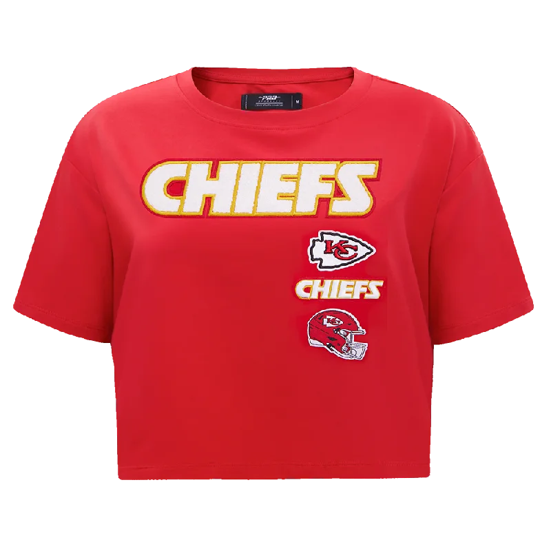 NFL KANSAS CITY CHIEFS RETRO CLASSIC WOMEN'S BOXY TEE (RED) Notch Collar Peter Pan Collar Cowl Neck