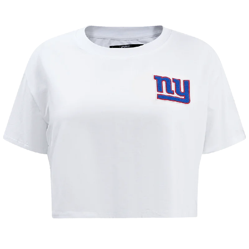 NFL NEW YORK GIANTS CLASSIC WOMEN'S SJ BOXY TEE (WHITE) Spandex Blend Rayon Blend Denim Blend NFL NEW YORK GIANTS CLASSIC WOMEN'S SJ BOXY TEE (WHITE) Spandex Blend Rayon Blend Denim Blend