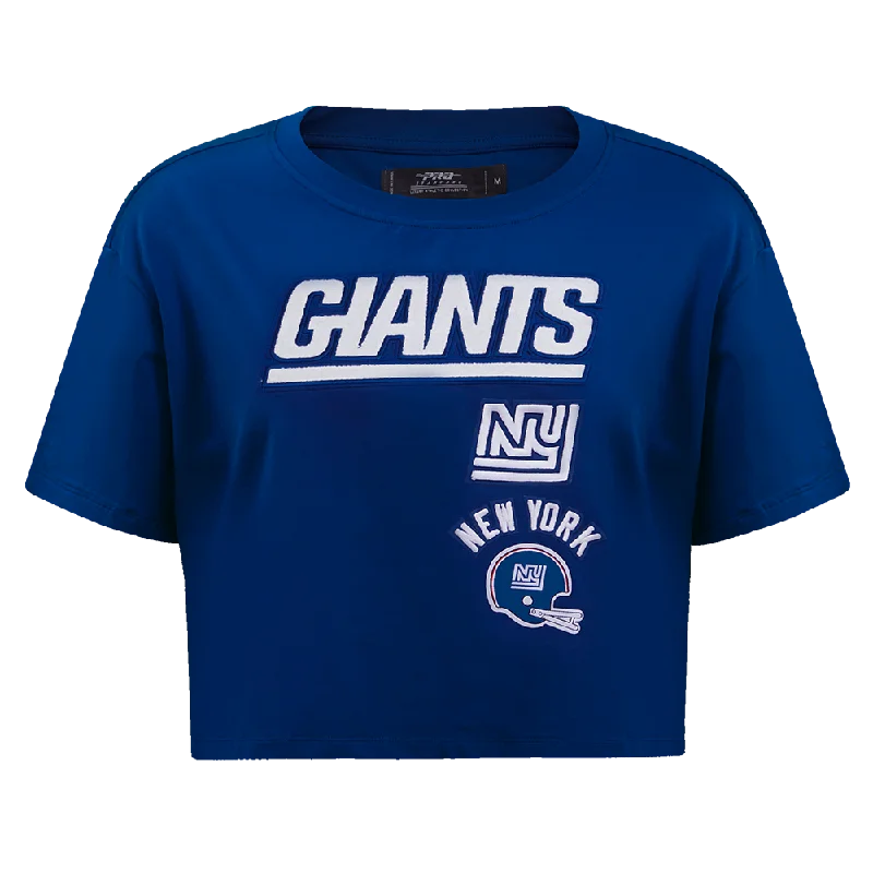 NFL NEW YORK GIANTS RETRO CLASSIC WOMEN'S BOXY TEE (DODGER BLUE) Satin Blend Silk Blend Wool Blend NFL NEW YORK GIANTS RETRO CLASSIC WOMEN'S BOXY TEE (DODGER BLUE) Satin Blend Silk Blend Wool Blend