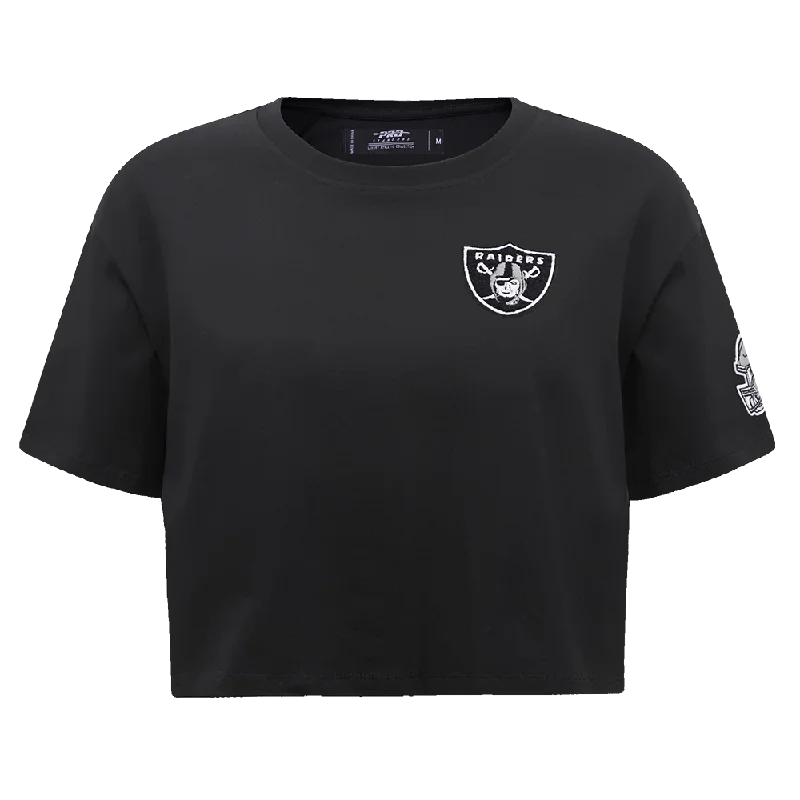 NFL LAS VEGAS RAIDERS CLASSIC WOMEN'S BOXY TEE (BLACK) Cashmere Blend Cotton Blend Poly Blend NFL LAS VEGAS RAIDERS CLASSIC WOMEN'S BOXY TEE (BLACK) Cashmere Blend Cotton Blend Poly Blend