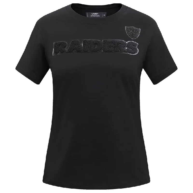 NFL LAS VEGAS RAIDERS TRIPLE BLACK WOMEN'S SLIM FIT TEE (TRIPLE BLACK) Striped Floral Plaid NFL LAS VEGAS RAIDERS TRIPLE BLACK WOMEN'S SLIM FIT TEE (TRIPLE BLACK) Striped Floral Plaid