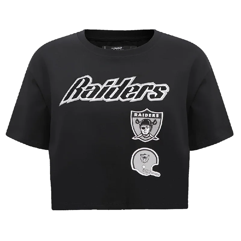 NFL OAKLAND RAIDERS RETRO CLASSIC WOMEN'S BOXY TEE (BLACK) Boxy Fit Fitted Loose