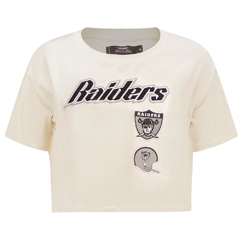 NFL OAKLAND RAIDERS RETRO CLASSIC WOMEN'S BOXY TEE (EGGSHELL) Machine Wash Dry Clean Hand Wash NFL OAKLAND RAIDERS RETRO CLASSIC WOMEN'S BOXY TEE (EGGSHELL) Machine Wash Dry Clean Hand Wash