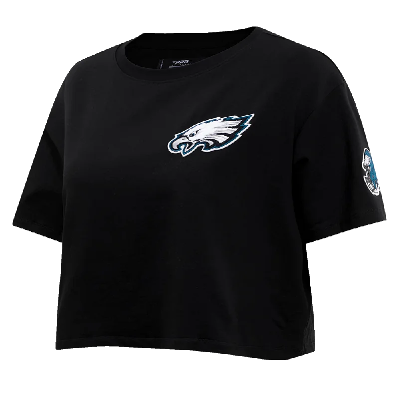 NFL PHILADELPHIA EAGLES CLASSIC WOMEN'S SJ BOXY TEE (BLACK) Terry Blend Velvet Blend Canvas Blend NFL PHILADELPHIA EAGLES CLASSIC WOMEN'S SJ BOXY TEE (BLACK) Terry Blend Velvet Blend Canvas Blend