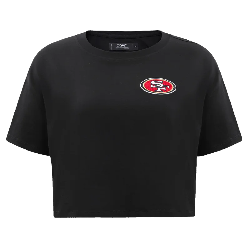 NFL SAN FRANCISCO 49ERS CLASSIC SJ BOXY TEE (BLACK) Basic T-Shirt Crew Neck Short Sleeve NFL SAN FRANCISCO 49ERS CLASSIC SJ BOXY TEE (BLACK) Basic T-Shirt Crew Neck Short Sleeve