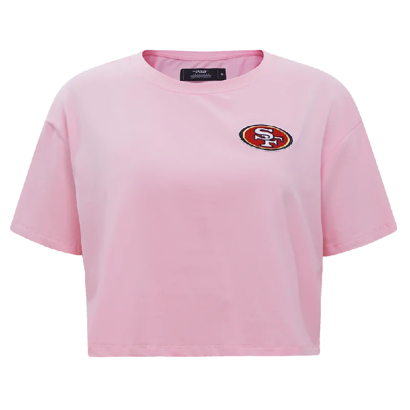 NFL SAN FRANCISCO 49ERS CLASSIC SJ BOXY TEE (PINK) Houndstooth Herringbone Solid