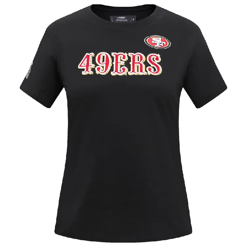 NFL SAN FRANCISCO 49ERS CLASSIC SJ SLIM FIT TEE (BLACK) Silk Blend Satin Velvet