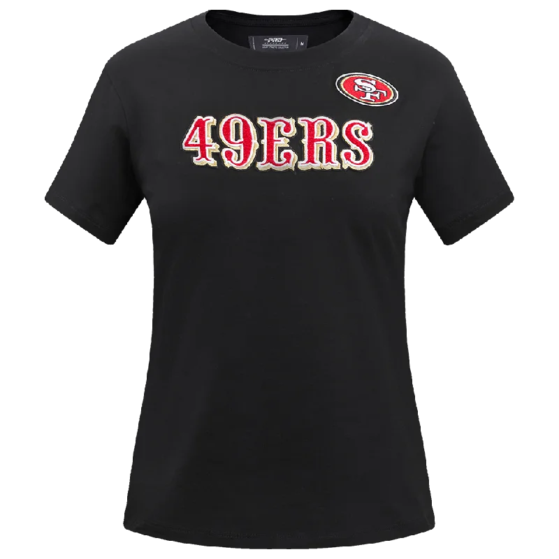 NFL SAN FRANCISCO 49ERS CLASSIC WOMEN'S SLIM FIT TEE (BLACK) Spandex Blend Rayon Blend Denim Blend NFL SAN FRANCISCO 49ERS CLASSIC WOMEN'S SLIM FIT TEE (BLACK) Spandex Blend Rayon Blend Denim Blend
