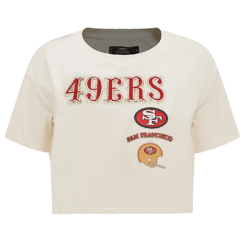 NFL SAN FRANCISCO 49ERS RETRO CLASSIC WOMEN'S BOXY TEE (EGGSHELL) Chenille Fabric Brocade Fabric Lace Fabric NFL SAN FRANCISCO 49ERS RETRO CLASSIC WOMEN'S BOXY TEE (EGGSHELL) Chenille Fabric Brocade Fabric Lace Fabric