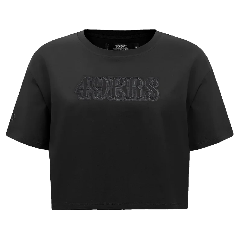 NFL SAN FRANCISCO 49ERS NEUTRAL WOMEN'S BOXY TEE (BLACK) Rayon Fabric Velvet Fabric Corduroy Fabric NFL SAN FRANCISCO 49ERS NEUTRAL WOMEN'S BOXY TEE (BLACK) Rayon Fabric Velvet Fabric Corduroy Fabric