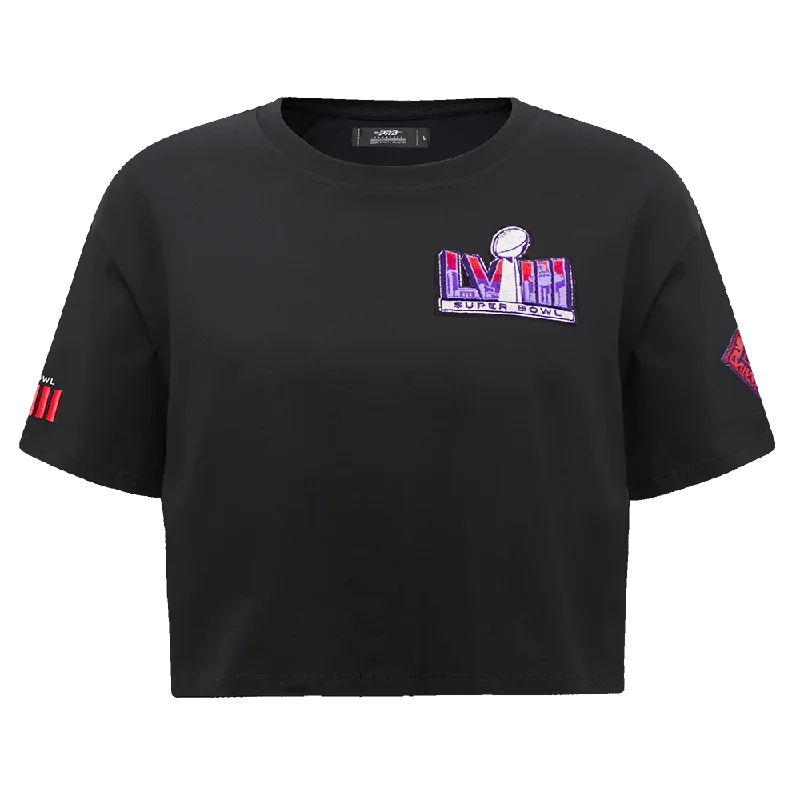 NFL SUPERBOWL LVIII WOMEN'S SJ BOXY TEE (BLACK) Elegant Classic Vintage
