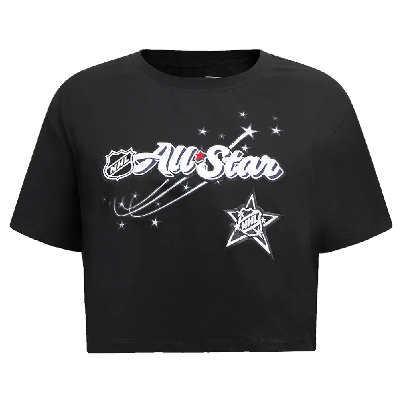 NHL ALL STAR 2024 WOMEN'S BOXY TEE (BLACK) Welt Pockets Slit Pockets Flap Pockets