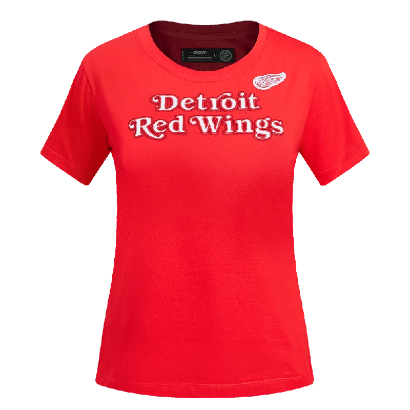 NHL DETROIT RED WINGS CLASSIC WOMEN'S SJ SLIM FIT TEE (RED) Plaid T-Shirt Polka Dot Checkered NHL DETROIT RED WINGS CLASSIC WOMEN'S SJ SLIM FIT TEE (RED) Plaid T-Shirt Polka Dot Checkered