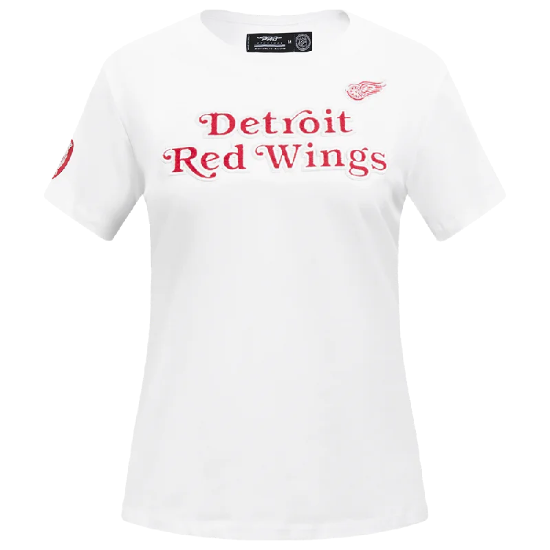 NHL DETROIT RED WINGS CLASSIC WOMEN'S SJ SLIM FIT TEE (WHITE) Asymmetrical Pockets Print NHL DETROIT RED WINGS CLASSIC WOMEN'S SJ SLIM FIT TEE (WHITE) Asymmetrical Pockets Print