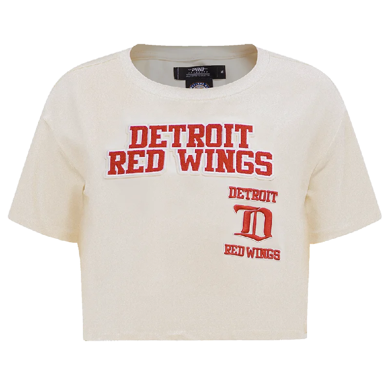 NHL DETROIT RED WINGS RETRO CLASSIC WOMEN'S BOXY TEE (EGGSHELL) Front Pockets Side Pockets Patch Pockets NHL DETROIT RED WINGS RETRO CLASSIC WOMEN'S BOXY TEE (EGGSHELL) Front Pockets Side Pockets Patch Pockets