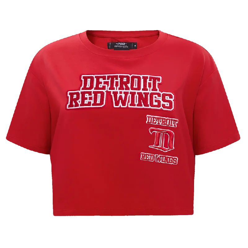 NHL DETROIT RED WINGS RETRO CLASSIC WOMEN'S BOXY TEE (RED) Polka Dot Checkered Tartan NHL DETROIT RED WINGS RETRO CLASSIC WOMEN'S BOXY TEE (RED) Polka Dot Checkered Tartan