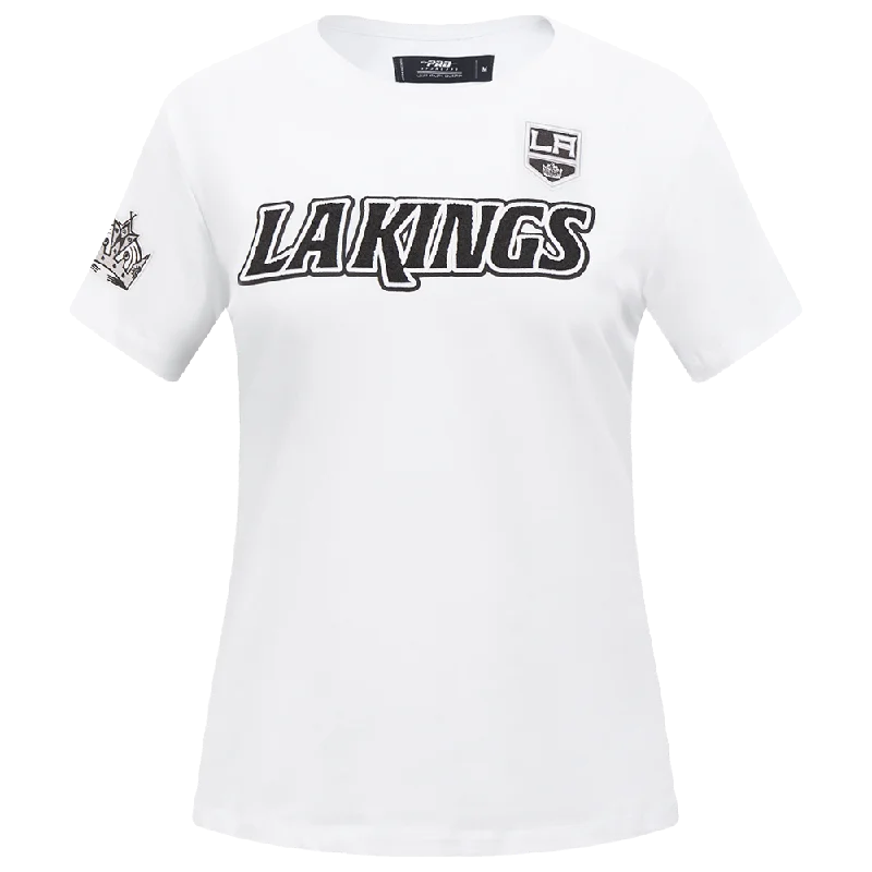 NHL LOS ANGELES KINGS CLASSIC WOMEN'S SLIM FIT TEE (WHITE) Print Jacquard Patchwork