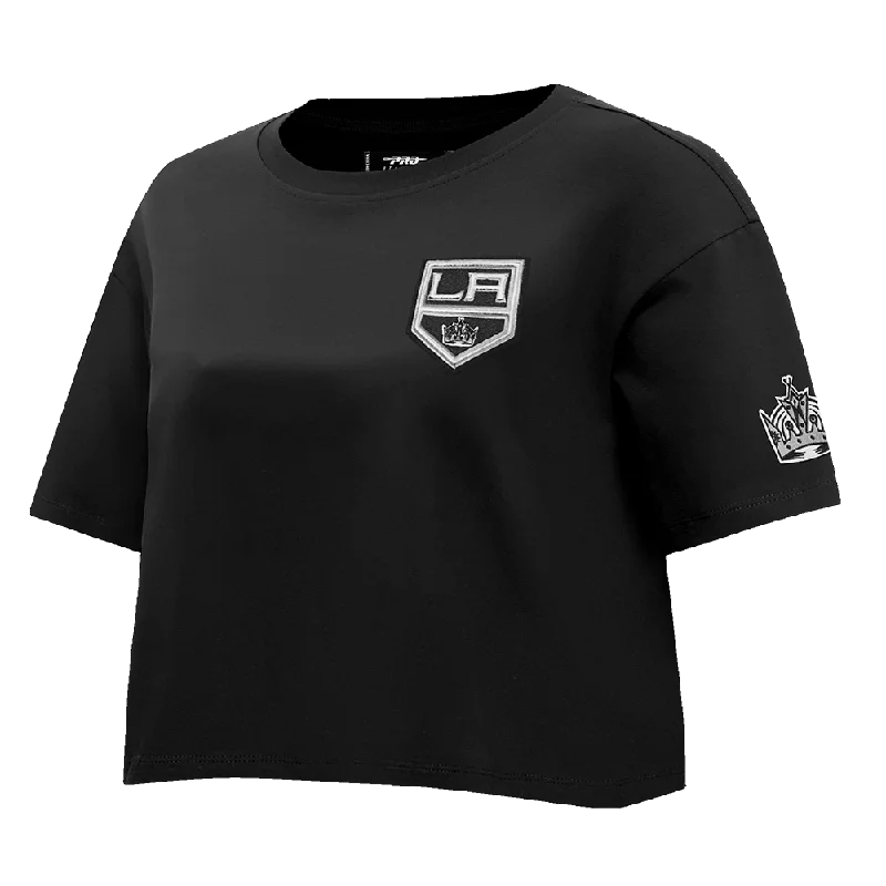 NHL LOS ANGELES KINGS CLASSIC WOMEN'S BOXY TEE (BLACK) Graphic T-Shirt Round Neck Polyester NHL LOS ANGELES KINGS CLASSIC WOMEN'S BOXY TEE (BLACK) Graphic T-Shirt Round Neck Polyester