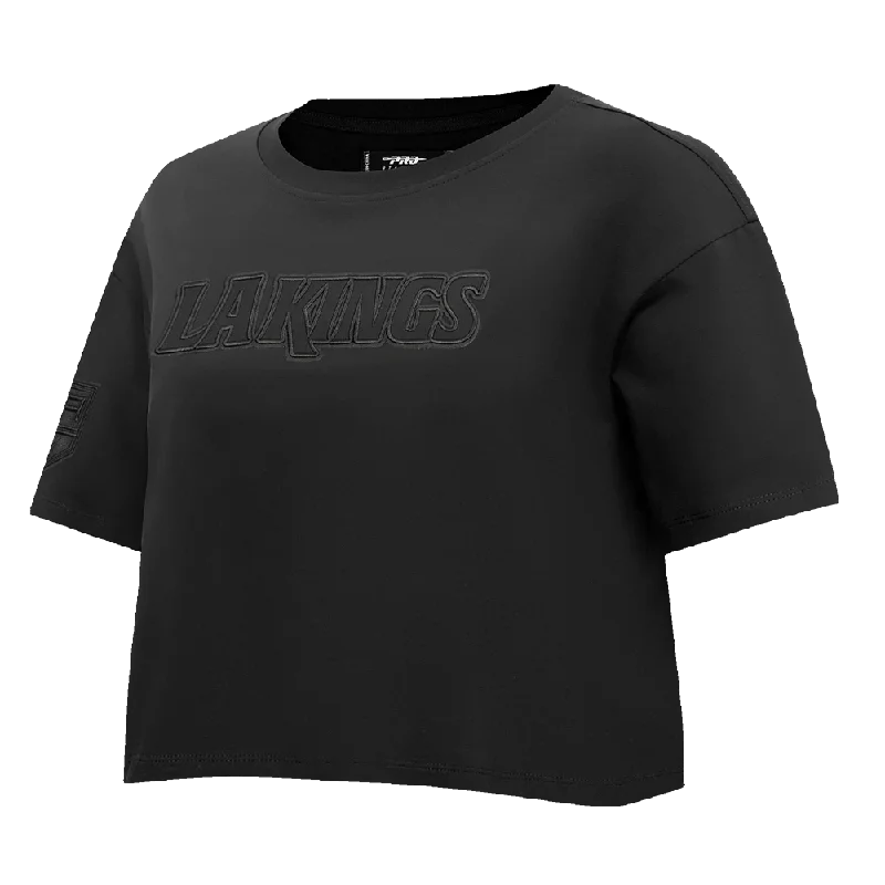 NHL LOS ANGELES KINGS NEUTRAL WOMEN'S BOXY TEE (BLACK) Rayon Velvet Corduroy