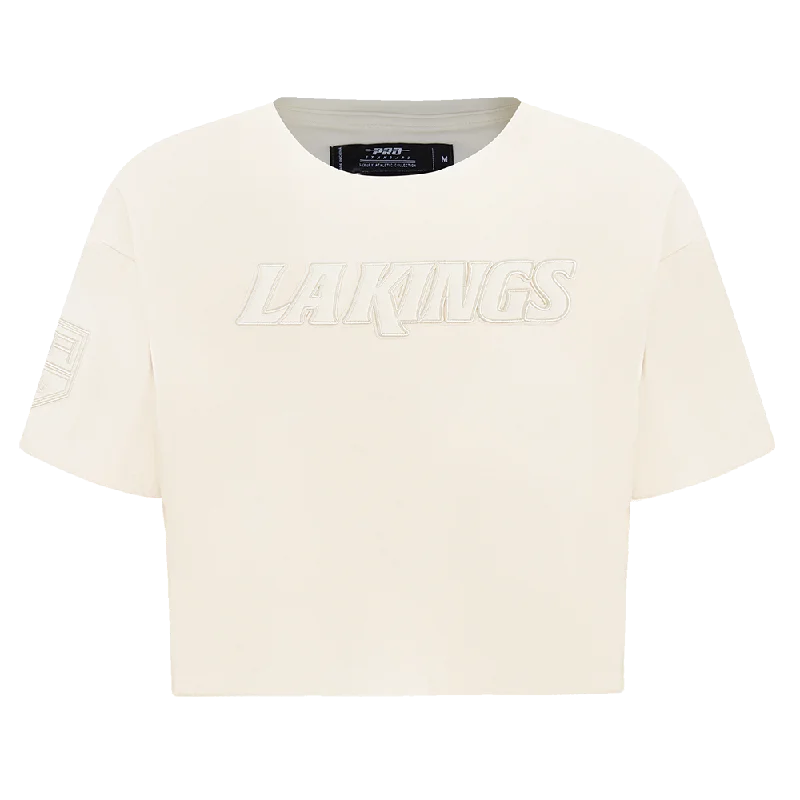 NHL LOS ANGELES KINGS NEUTRAL WOMEN'S BOXY TEE (EGGSHELL) Terry Blend Velvet Blend Canvas Blend NHL LOS ANGELES KINGS NEUTRAL WOMEN'S BOXY TEE (EGGSHELL) Terry Blend Velvet Blend Canvas Blend
