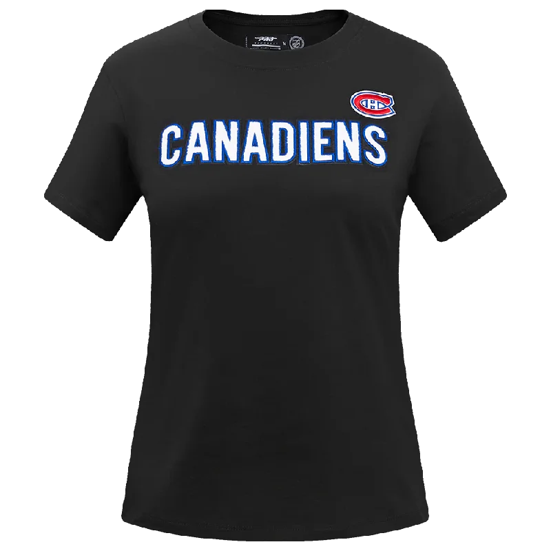 NHL MONTREAL CANADIENS CLASSIC WOMEN'S SJ SLIM FIT TEE (BLACK) Anti-Shrink Durable Soft NHL MONTREAL CANADIENS CLASSIC WOMEN'S SJ SLIM FIT TEE (BLACK) Anti-Shrink Durable Soft
