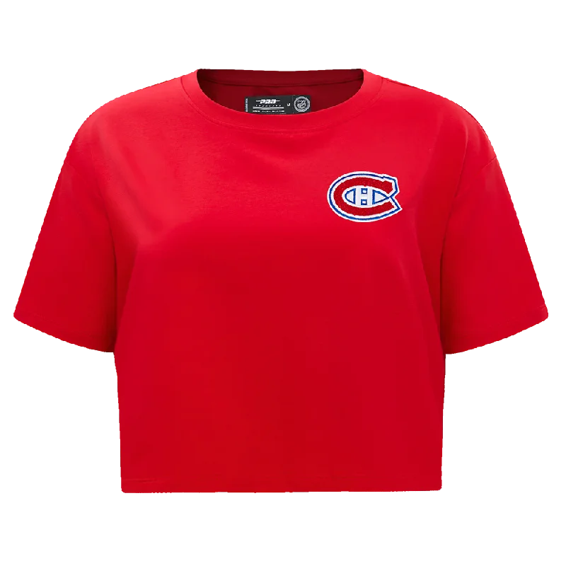 NHL MONTREAL CANADIENS CLASSIC WOMEN'S SJ BOXY TEE (RED) Chenille Brocade Lace