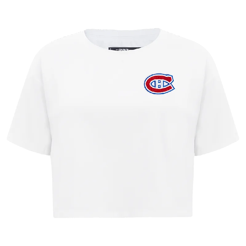 NHL MONTREAL CANADIENS CLASSIC WOMEN'S SJ BOXY TEE (WHITE) Zippered Buttoned Snapped NHL MONTREAL CANADIENS CLASSIC WOMEN'S SJ BOXY TEE (WHITE) Zippered Buttoned Snapped