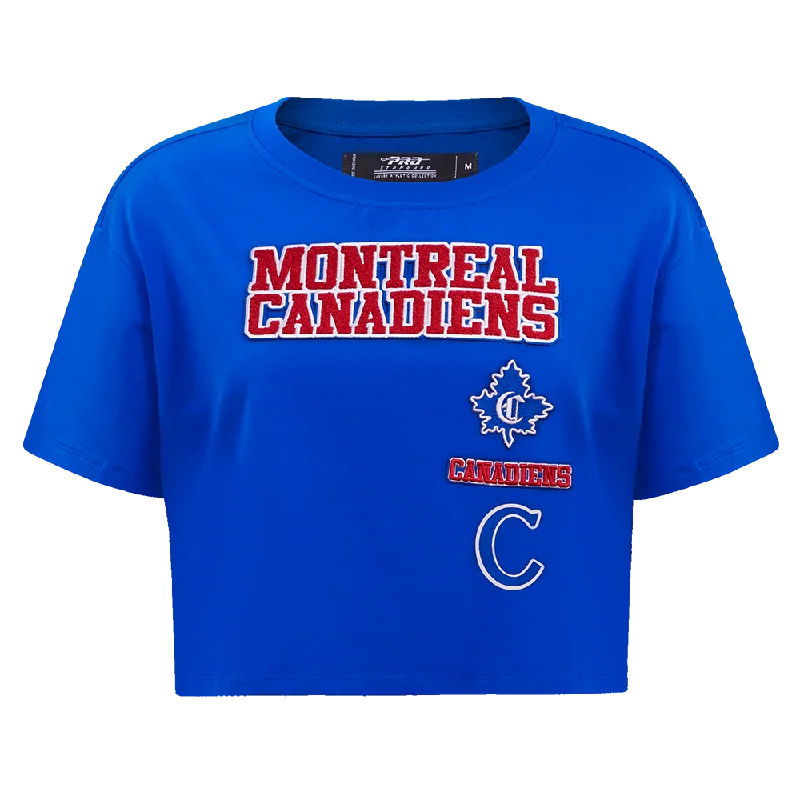 NHL MONTREAL CANADIENS RETRO CLASSIC WOMEN'S BOXY TEE (ROYAL BLUE) Modern Contemporary Chic NHL MONTREAL CANADIENS RETRO CLASSIC WOMEN'S BOXY TEE (ROYAL BLUE) Modern Contemporary Chic