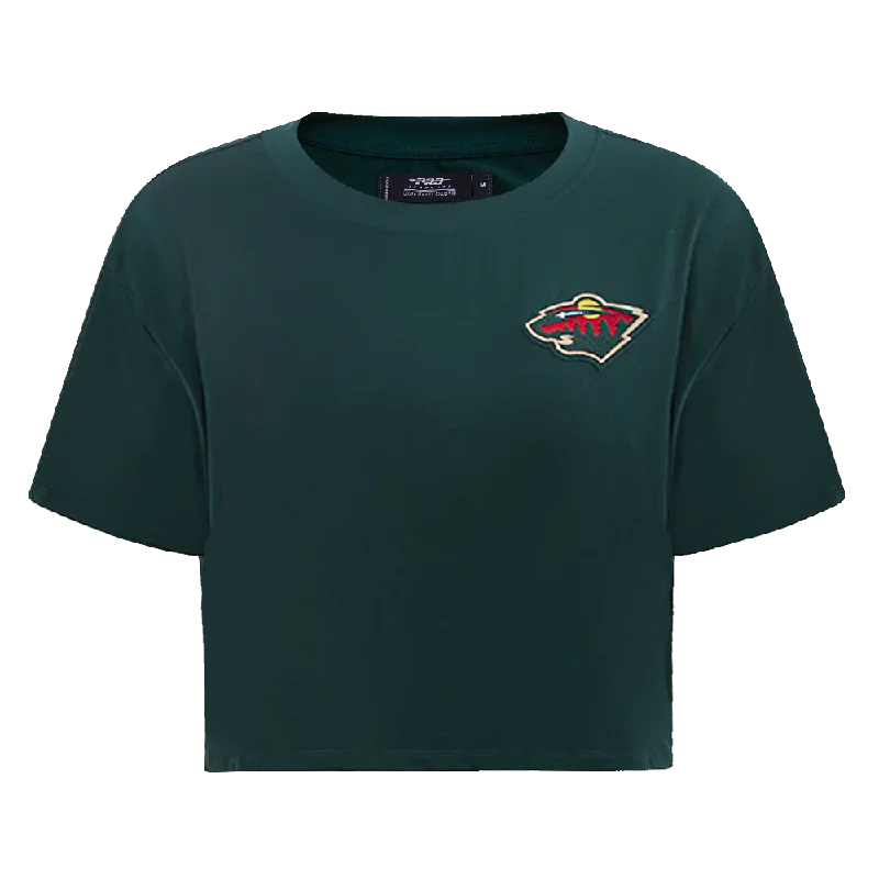 NHL MINNESOTA WILD CLASSIC WOMEN'S SJ BOXY TEE (FOREST GREEN) Lace Blend Ribbed Blend Corduroy Blend NHL MINNESOTA WILD CLASSIC WOMEN'S SJ BOXY TEE (FOREST GREEN) Lace Blend Ribbed Blend Corduroy Blend