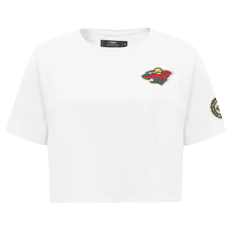 NHL MINNESOTA WILD CLASSIC WOMEN'S BOXY TEE (WHITE) Zippered Front Buttoned Front Snap Front NHL MINNESOTA WILD CLASSIC WOMEN'S BOXY TEE (WHITE) Zippered Front Buttoned Front Snap Front