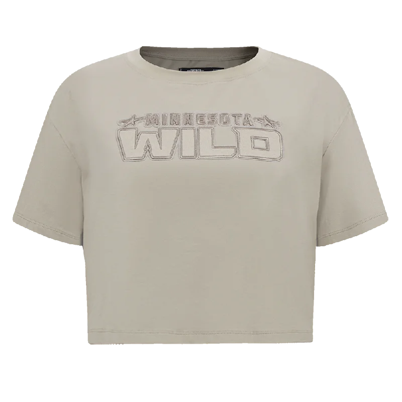 NHL MINNESOTA WILD NEUTRAL WOMEN'S BOXY TEE (TAUPE) Solid Print Embellished