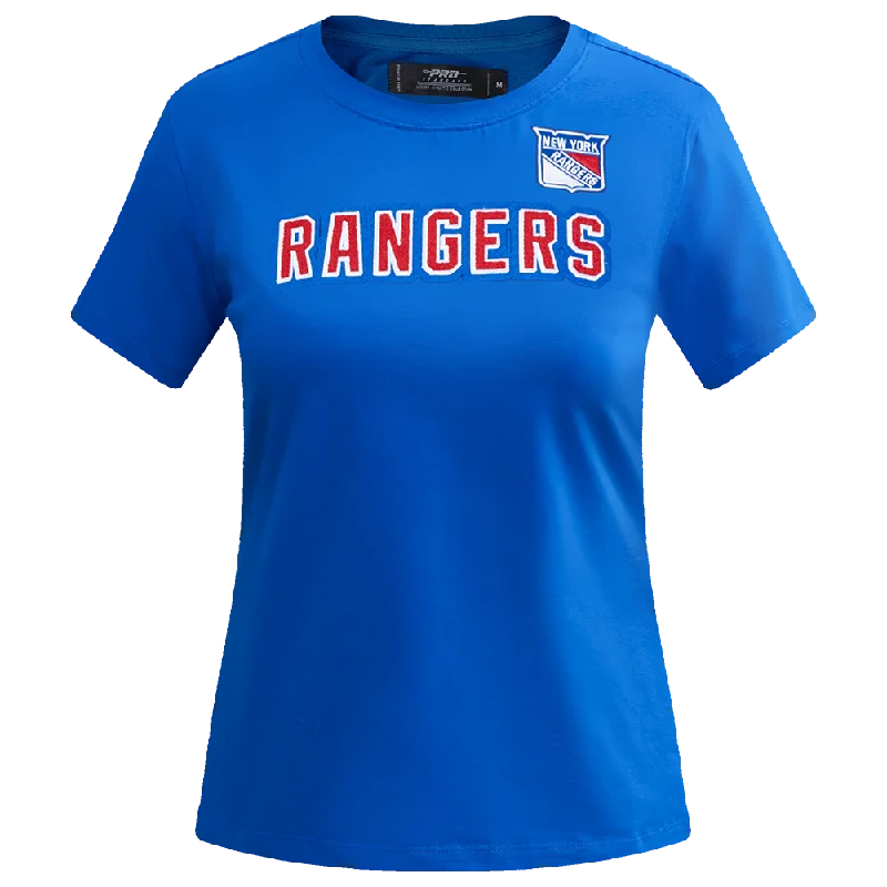 NHL NEW YORK RANGERS CLASSIC WOMEN'S SJ SLIM FIT TEE (ROYAL BLUE) Boxy Fit Fitted Loose NHL NEW YORK RANGERS CLASSIC WOMEN'S SJ SLIM FIT TEE (ROYAL BLUE) Boxy Fit Fitted Loose