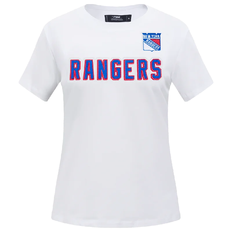 NHL NEW YORK RANGERS CLASSIC WOMEN'S SJ SLIM FIT TEE (WHITE) Solid Color Striped Floral NHL NEW YORK RANGERS CLASSIC WOMEN'S SJ SLIM FIT TEE (WHITE) Solid Color Striped Floral
