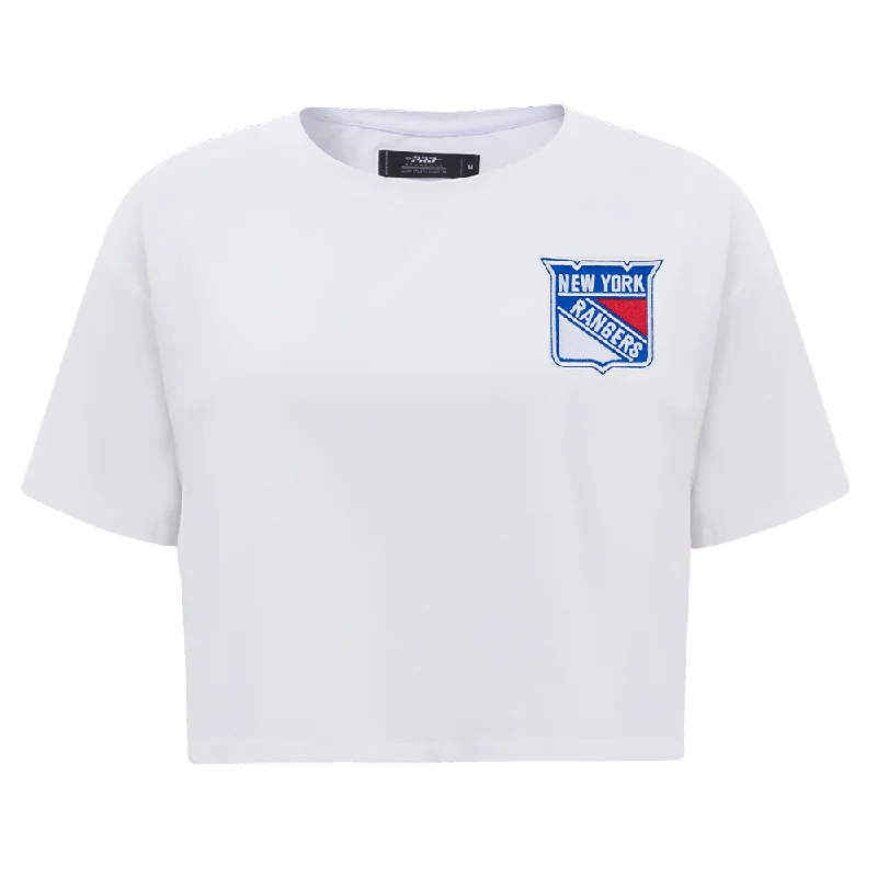 NHL NEW YORK RANGERS CLASSIC WOMEN'S SJ BOXY TEE (WHITE) Solid Color Striped Floral