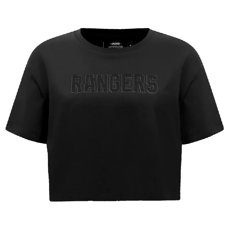 NHL NEW YORK RANGERS NEUTRAL WOMEN'S BOXY TEE (BLACK) Chenille Fabric Brocade Fabric Lace Fabric NHL NEW YORK RANGERS NEUTRAL WOMEN'S BOXY TEE (BLACK) Chenille Fabric Brocade Fabric Lace Fabric