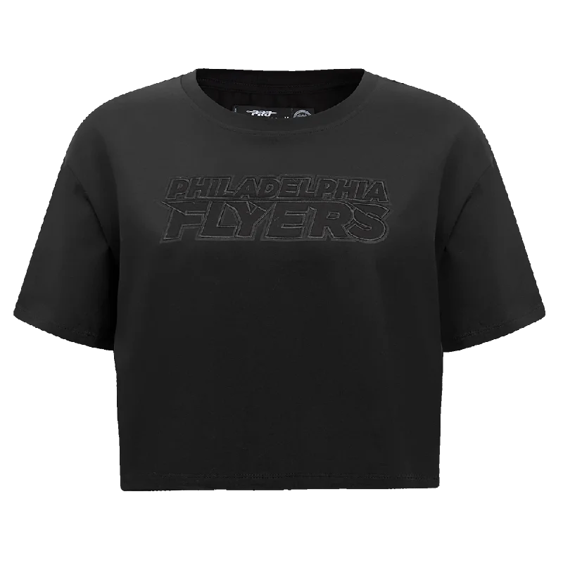 NHL PHILADELPHIA FLYERS NEUTRAL WOMEN'S BOXY TEE (BLACK) Fleece Fabric Down Fabric Feather Fabric