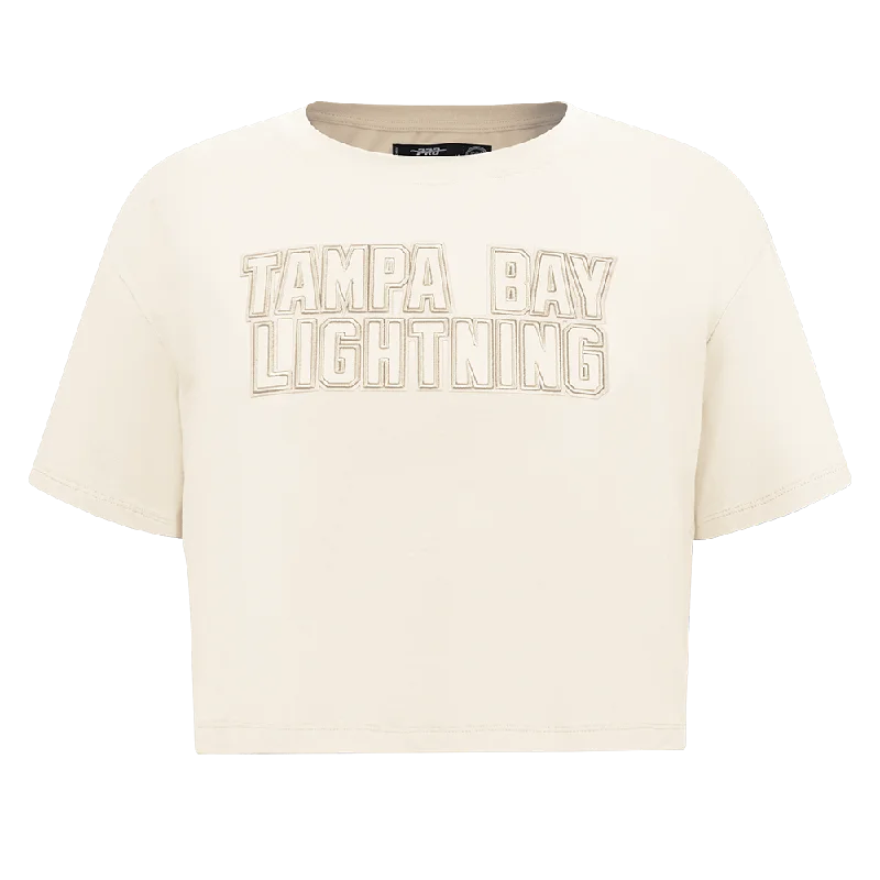 NHL TAMPA BAY LIGHTNING NEUTRAL WOMEN'S BOXY TEE (EGGSHELL) Welt Pockets Slit Pockets NHL TAMPA BAY LIGHTNING NEUTRAL WOMEN'S BOXY TEE (EGGSHELL) Welt Pockets Slit Pockets