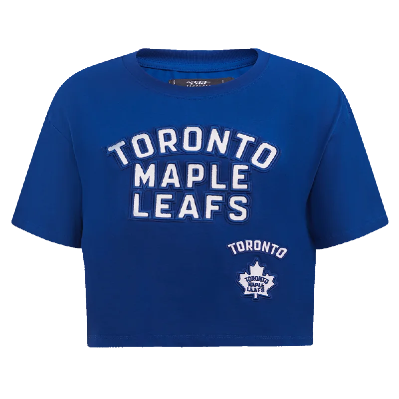 NHL TORONTO MAPLE LEAFS RETRO CLASSIC WOMEN'S BOXY TEE (DODGER BLUE) Lace Blend Ribbed Blend Corduroy Blend NHL TORONTO MAPLE LEAFS RETRO CLASSIC WOMEN'S BOXY TEE (DODGER BLUE) Lace Blend Ribbed Blend Corduroy Blend