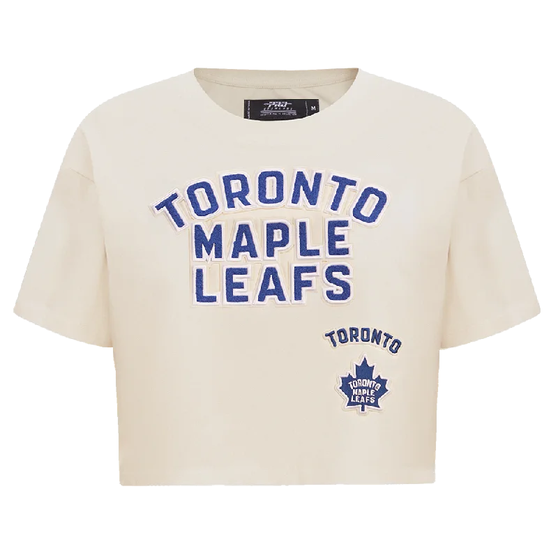 NHL TORONTO MAPLE LEAFS RETRO CLASSIC WOMEN'S BOXY TEE (EGGSHELL) Hooded Caped Shawl Collar NHL TORONTO MAPLE LEAFS RETRO CLASSIC WOMEN'S BOXY TEE (EGGSHELL) Hooded Caped Shawl Collar